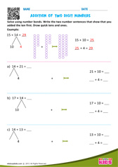 Addition of two digit numbers