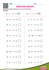 Subtraction Sentences True or False