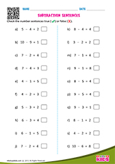 Subtraction Sentences True or False