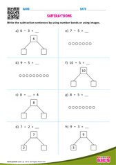 Subtractions Number Sentences Up To 10