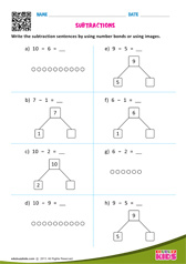 Subtractions Number Sentences Up To 10