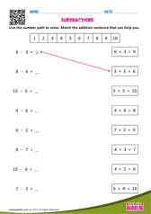 Subtractions Sentences-Match the Following