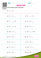 Subtraction Sentences Upto 10