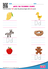 Trace and Write Beginning Sound - D