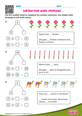 Subtraction Word Problems One Digit Number