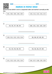 Numbers in proper order