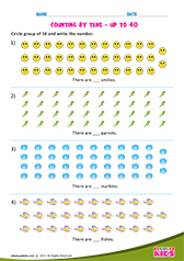 Counting by tens up to 40