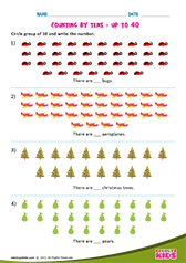 Counting by tens up to 40