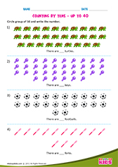 Counting by tens up to 40