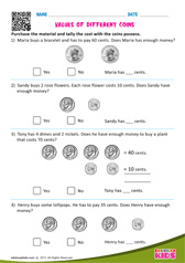 Values Of Different Coins