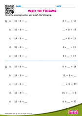 Mixed Operations Match The Following