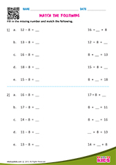 Mixed Operations Match The Following