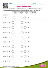 Mixed Operations Numbers Up To 10