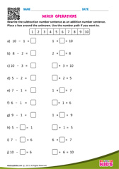 Mixed Operations Numbers Up To 10