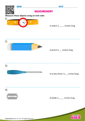 Measuring Lengths - Using Inch Ruler