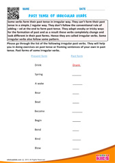 Past Tense of Irregular Verbs