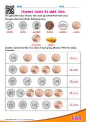 Counting money by using coins