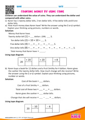 Counting money by using coins