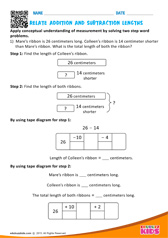 Relate addition and subtraction lengths