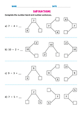 Subtraction Number Sentences Up To-10