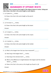 Measurements of different objects