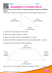 Measurements of different objects