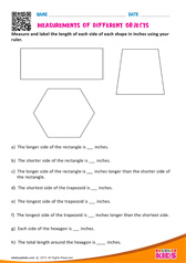 Measurements of different objects