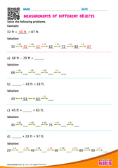 Measurements of different objects