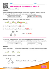 Measurements of different objects