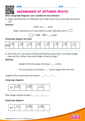 Measurements of different objects