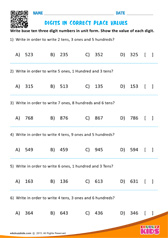 Digits In Correct Place Values