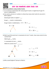 Add the numbers using base ten