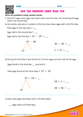 Add the numbers using base ten