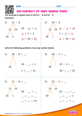 Add or Subtract by using number bonds