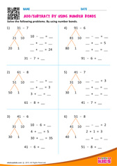 Add or Subtract by using number bonds