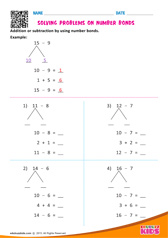 Solving problems on number bonds