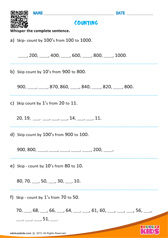 Count by Ones, Tens and Hundreds