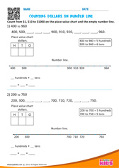 Counting Dollars on Number line