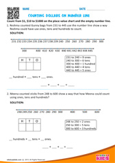 Counting Dollars on Number line