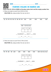 Counting Dollars on Number line