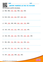 Writing Numbers in Pattern