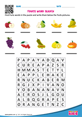 Fruits Word Search