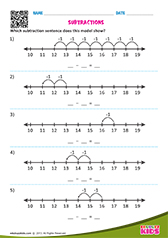 Subtraction Sentences With in 18 Using Number Lines