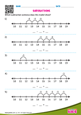 Subtraction Sentences With in 18 Using Number Lines