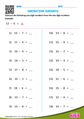 Subtraction Sentences