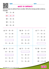 Ways to Subtract From a Number-Subtraction Sentences