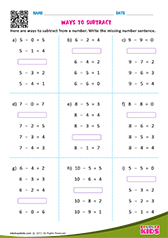 Ways to Subtract From a Number-Subtraction Sentences