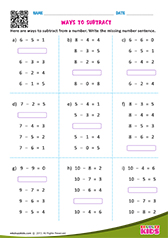 Ways to Subtract From a Number-Subtraction Sentences