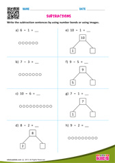 Subtractions Number Sentences Up To 10