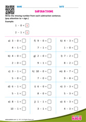 Subtractions Sentences Numbers Up To 10